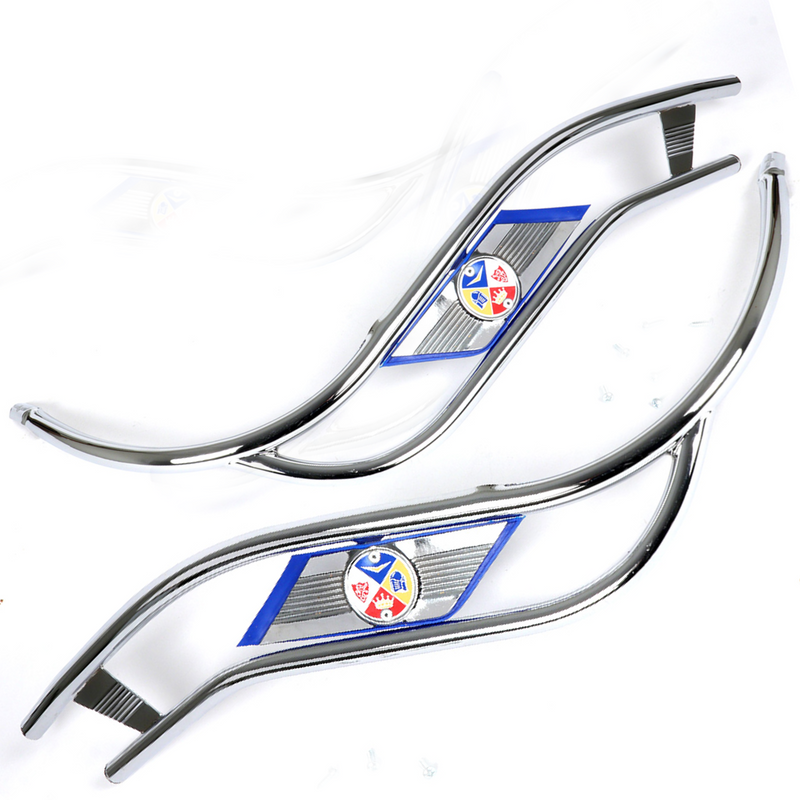 Cuppini Vespa Chrome Double Bar Legshield Trim - Blue